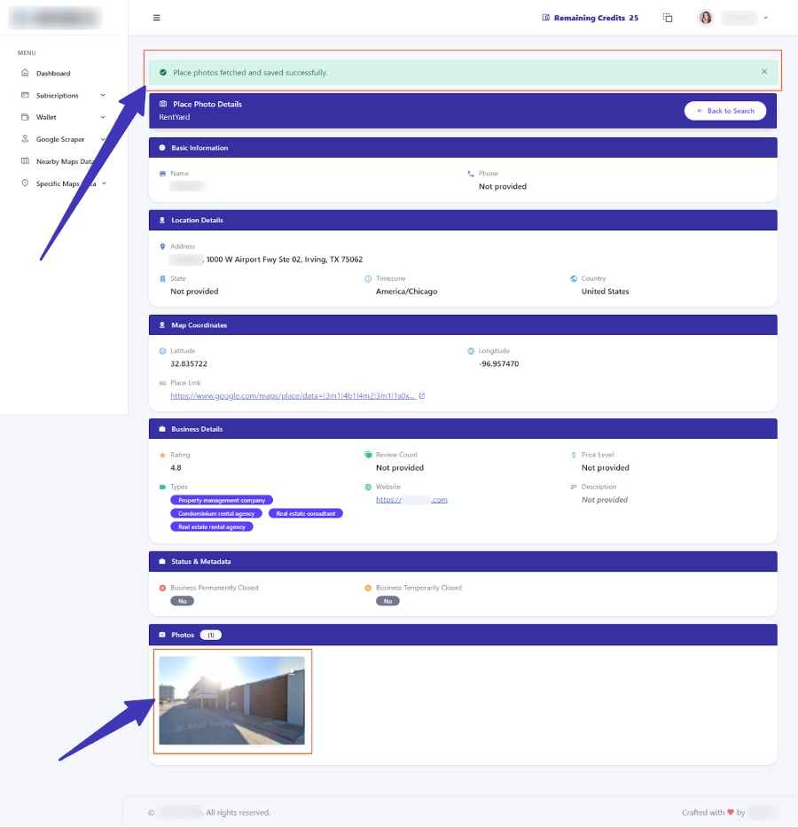 Final result view for Specific Place Photos