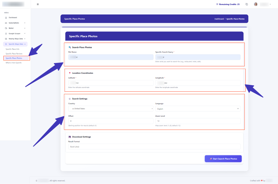 Summary view for Specific Place Photos
