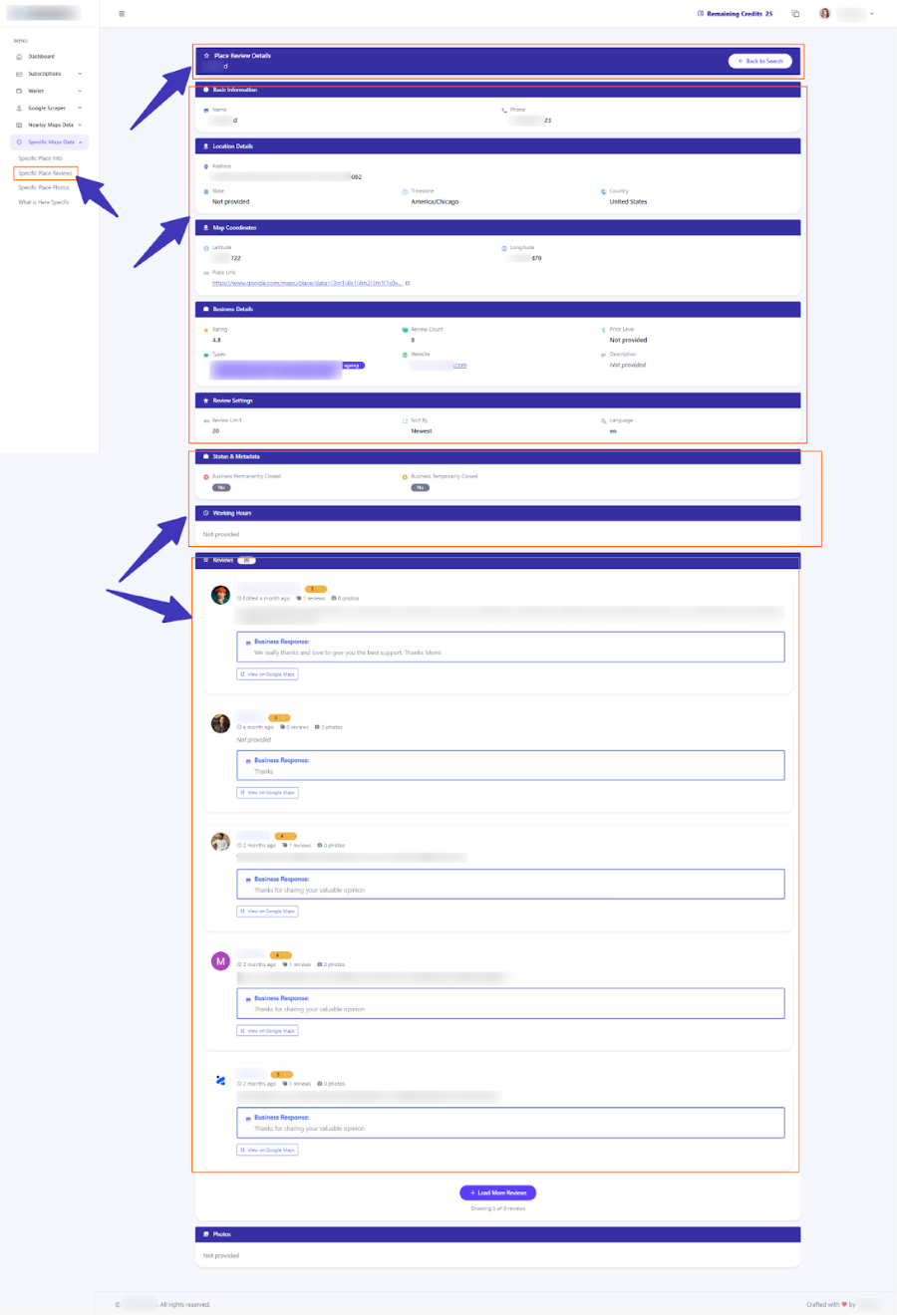 Final result for Specific Place Review