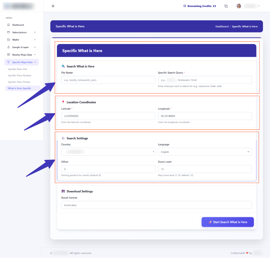 Specific What is Here form